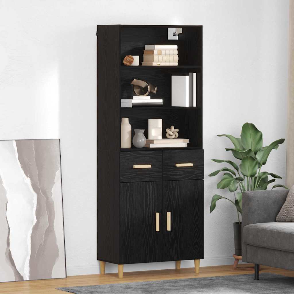 Highboard Crni hrast 69,5 x 32,5 x 180 cm Konstruirano drvo