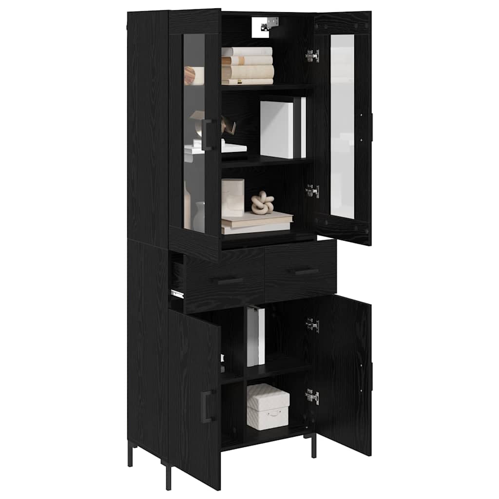 Highboard s ladicama 2 pcs Crni hrast Konstruirano drvo