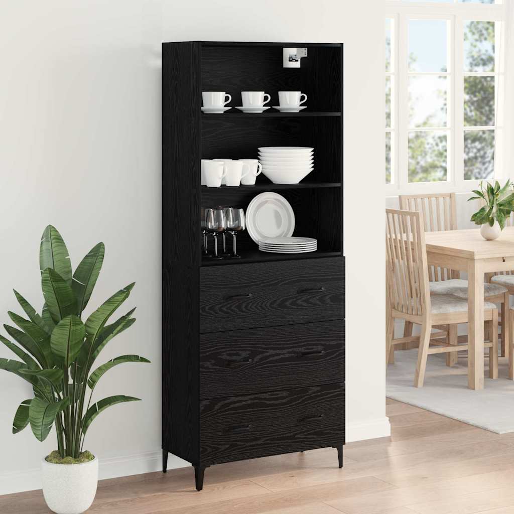 Highboard Crni hrast 69,5 x 34 x 180 cm Konstruirano drvo