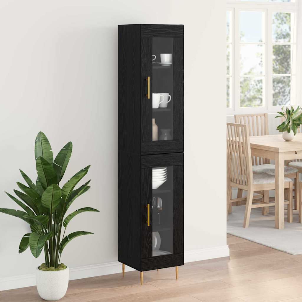 Highboard 2 pcs Crni hrast Stakl