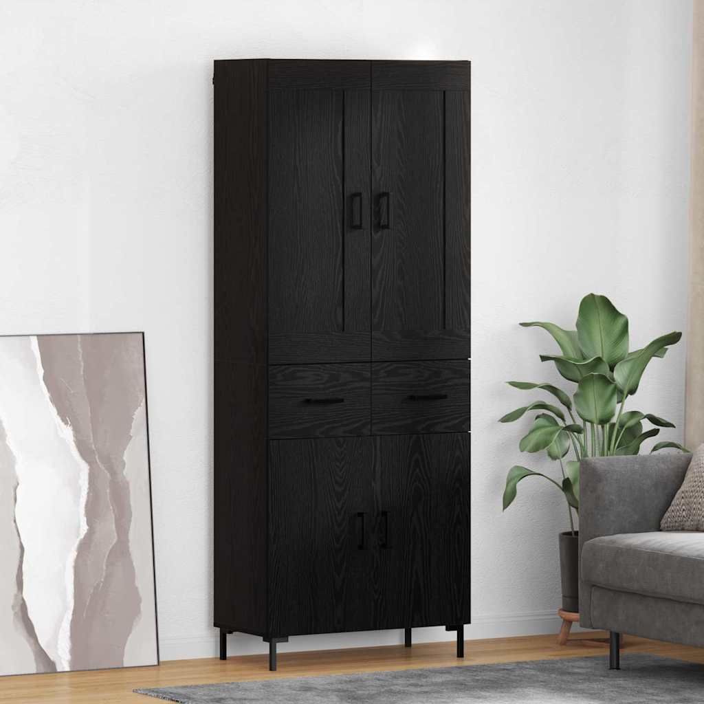 Highboard s ladicama 2 pcs Crni hrast Konstruirano drvo