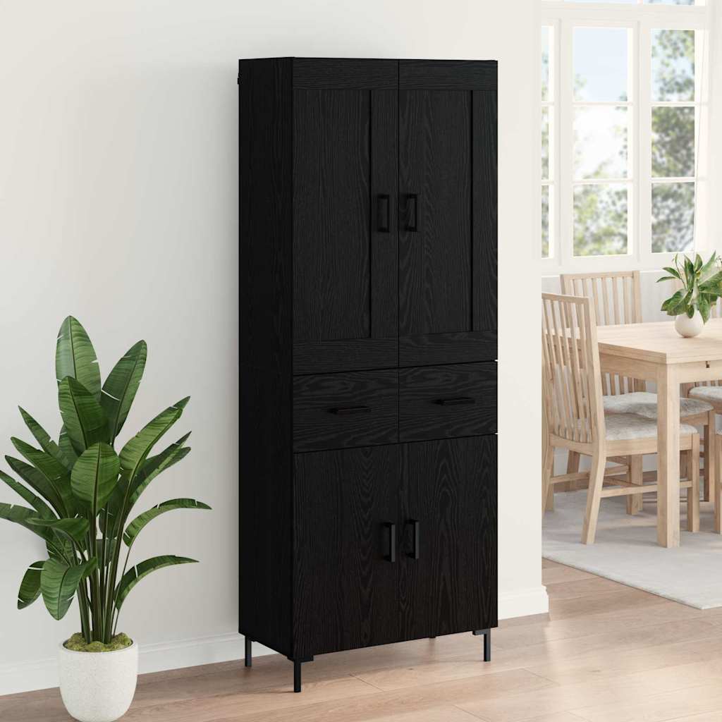 Highboard s ladicama 2 pcs Crni hrast Konstruirano drvo
