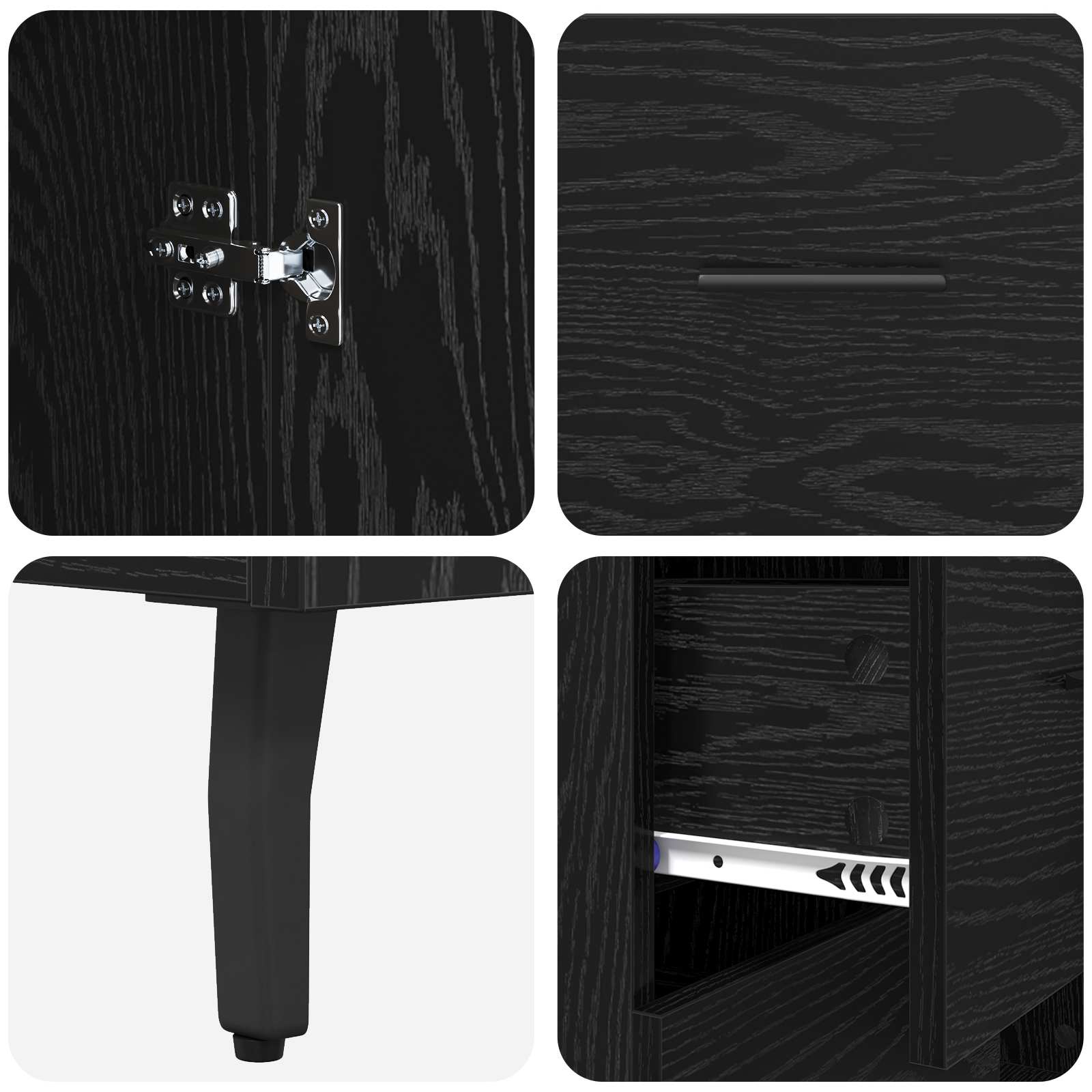 Highboard s ladicama 2 pcs Crni hrast Konstruirano drvo