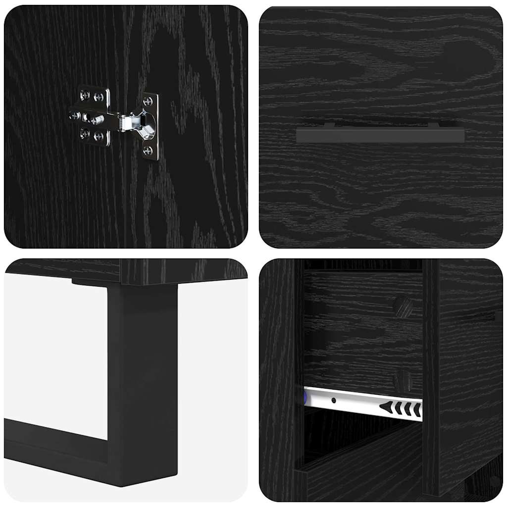Highboard s ladicama 2 pcs Crni hrast Konstruirano drvo