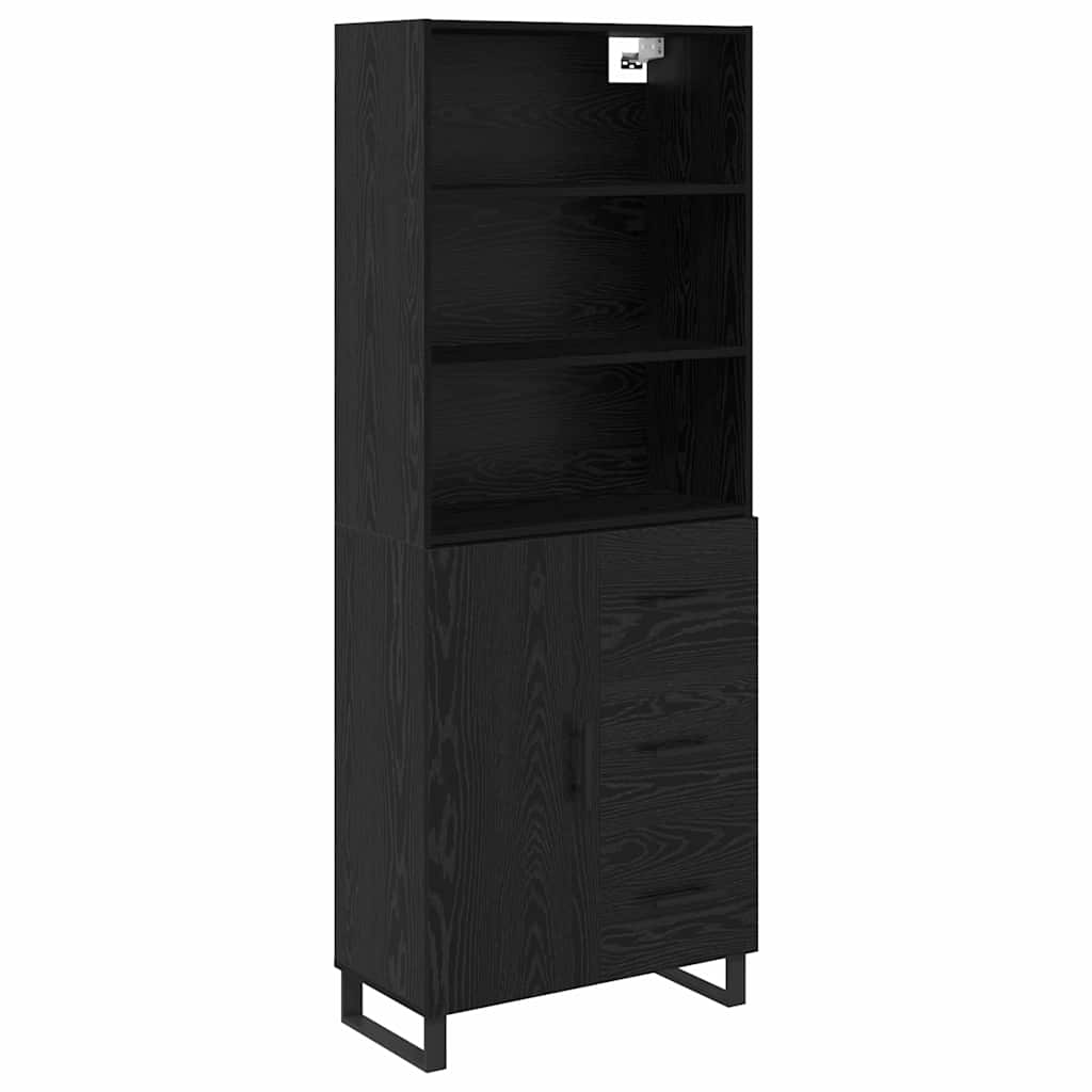 Highboard s ladicama 2 pcs Crni hrast Konstruirano drvo