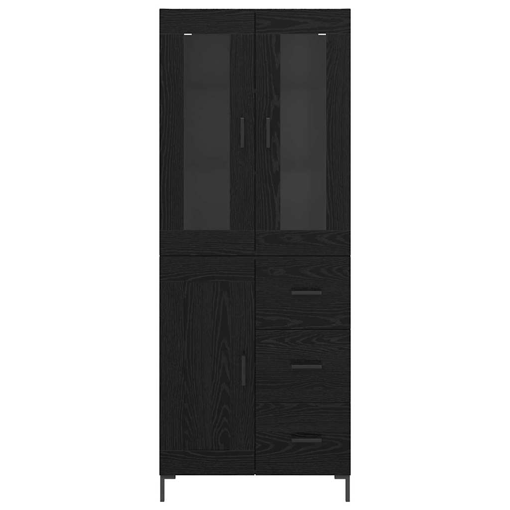 Highboard s ladicama 2 pcs Crni hrast Konstruirano drvo