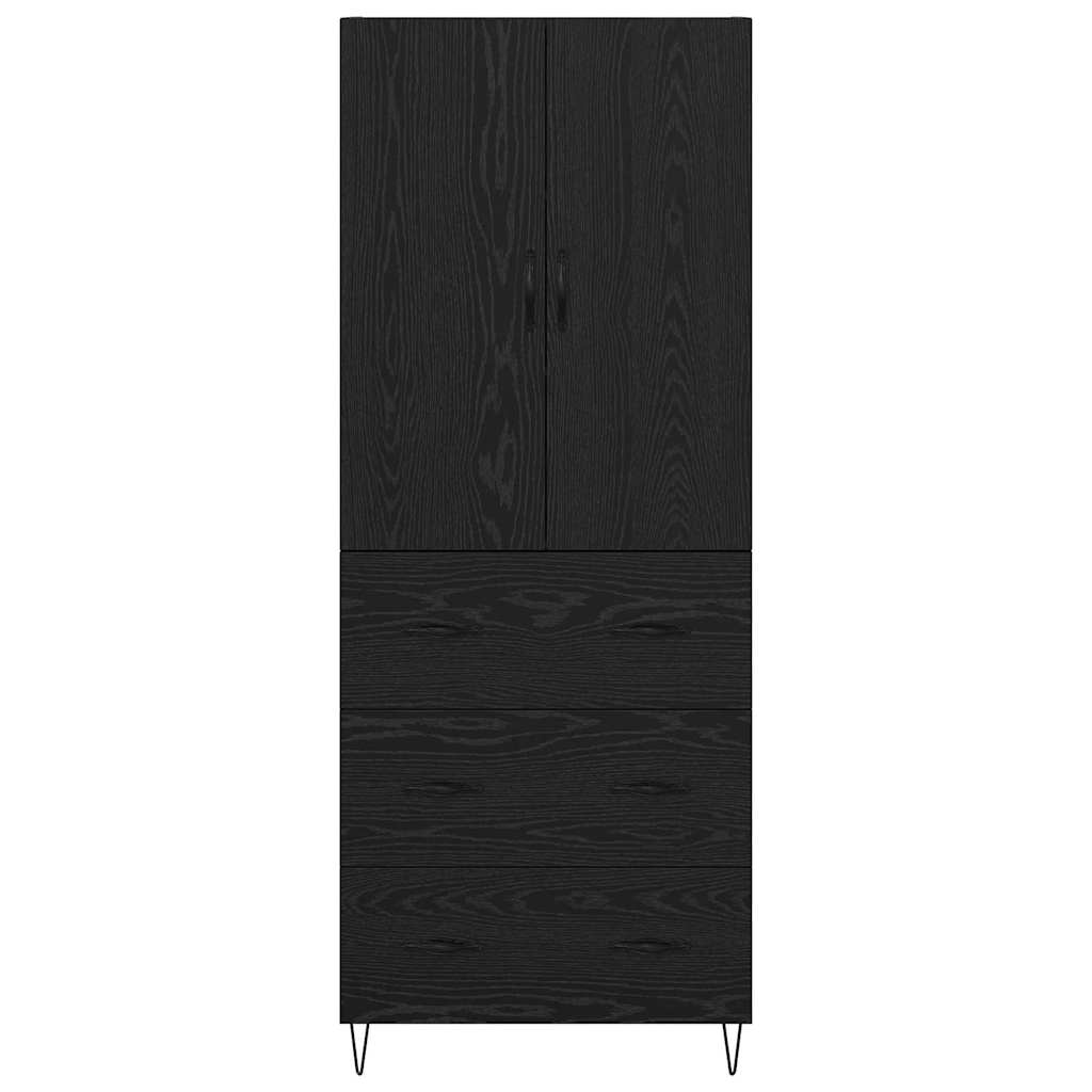 Highboard s ladicama 2 pcs Crni hrast Inženjersko drvo i staklo