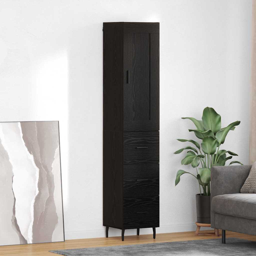 Highboard Crni hrast 34,5 x 34 x 180 cm Konstruirano drvo