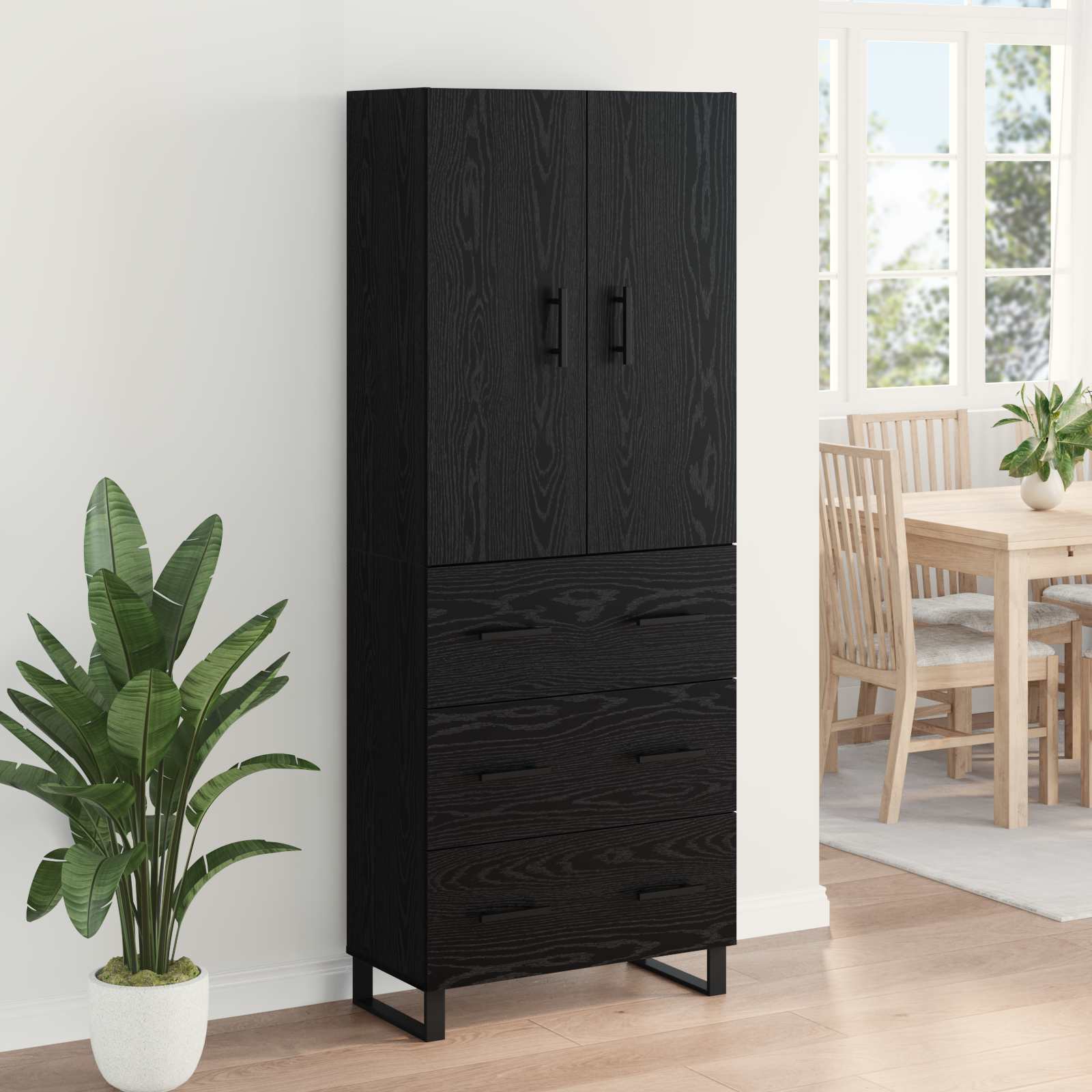 Highboard s ladicama 2 pcs Crni hrast 69,5 x 34 x 180 cm