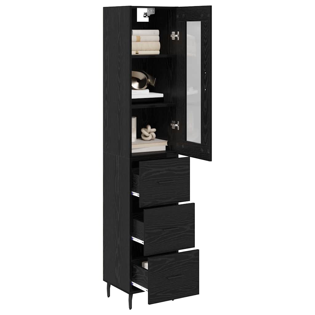 Highboard Crni hrast 34,5 x 34 x 180 cm Konstruirano drvo