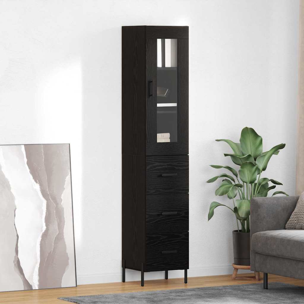 Highboard Crni hrast 34,5 x 34 x 180 cm Konstruirano drvo