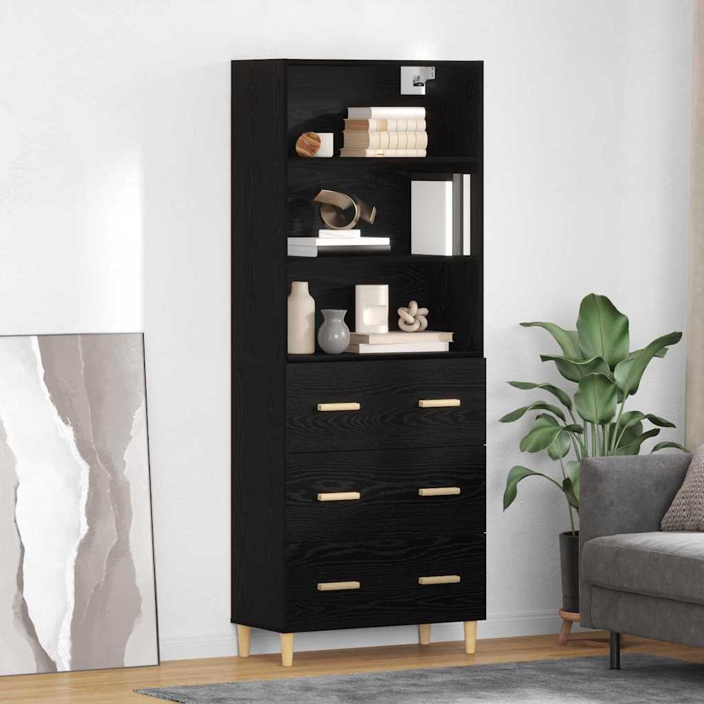Highboard Crni hrast 69,5 x 32,5 x 180 cm Konstruirano drvo