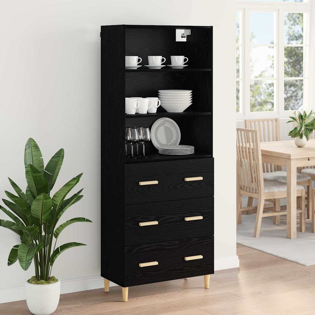 Highboard Crni hrast 69,5 x 32,5 x 180 cm Konstruirano drvo