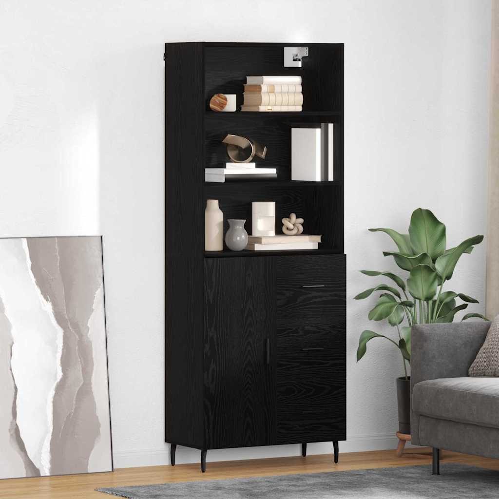Highboard s ladicama Crni hrast 69,5 x 34 x 180 cm