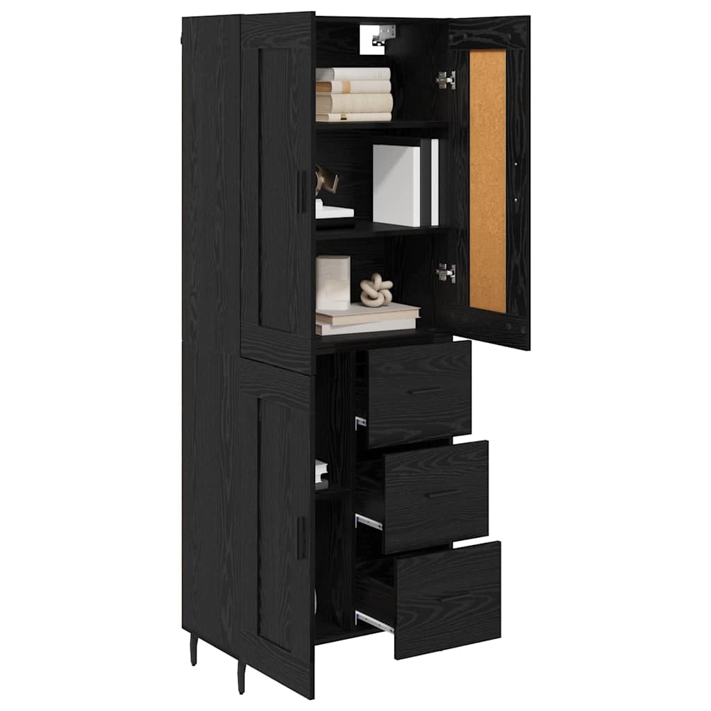 Highboard 2 pcs Crni hrast 69,5 x 34 x 180 cm Konstruirano drvo