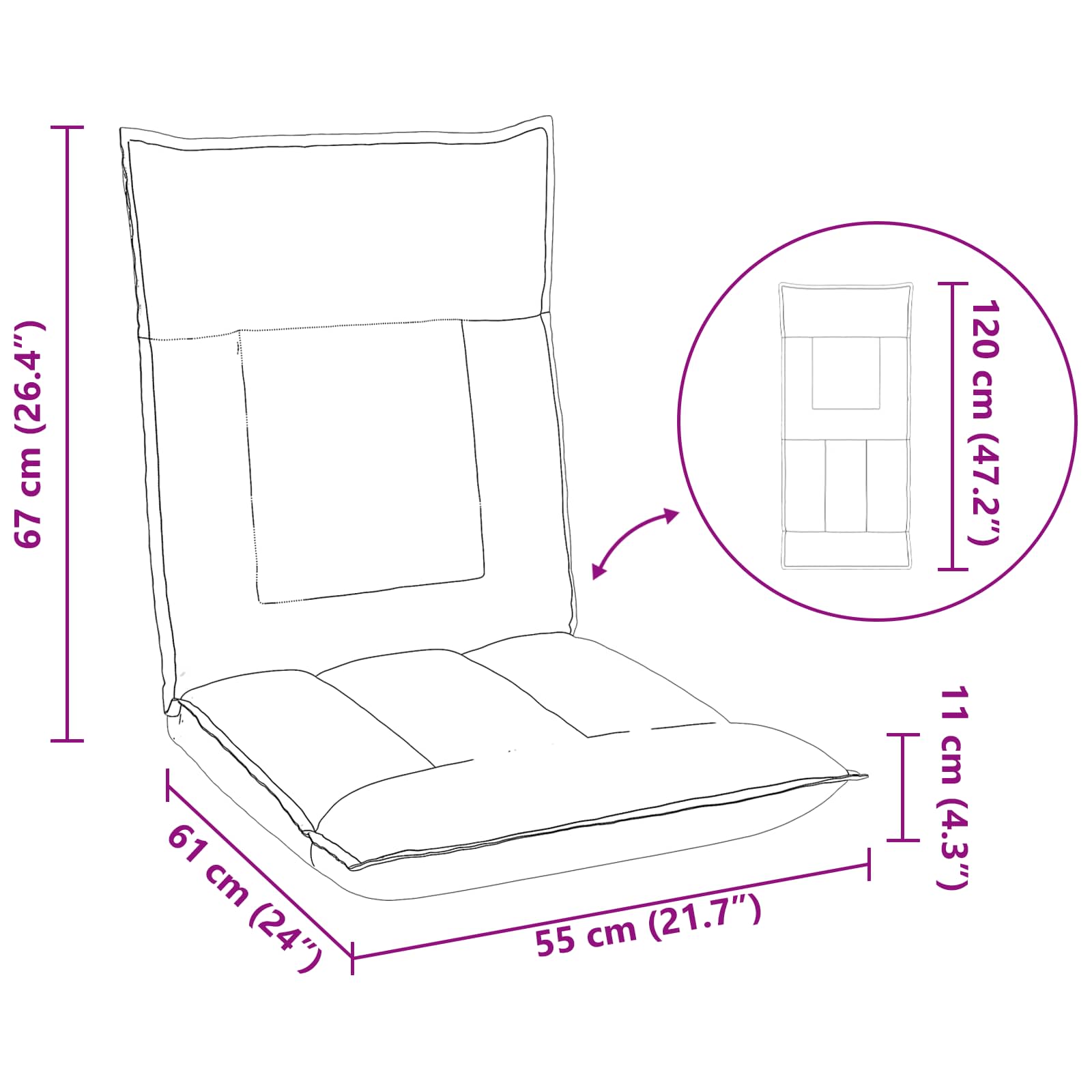 Podesivi podni naslonjač Siva Umjetna koža