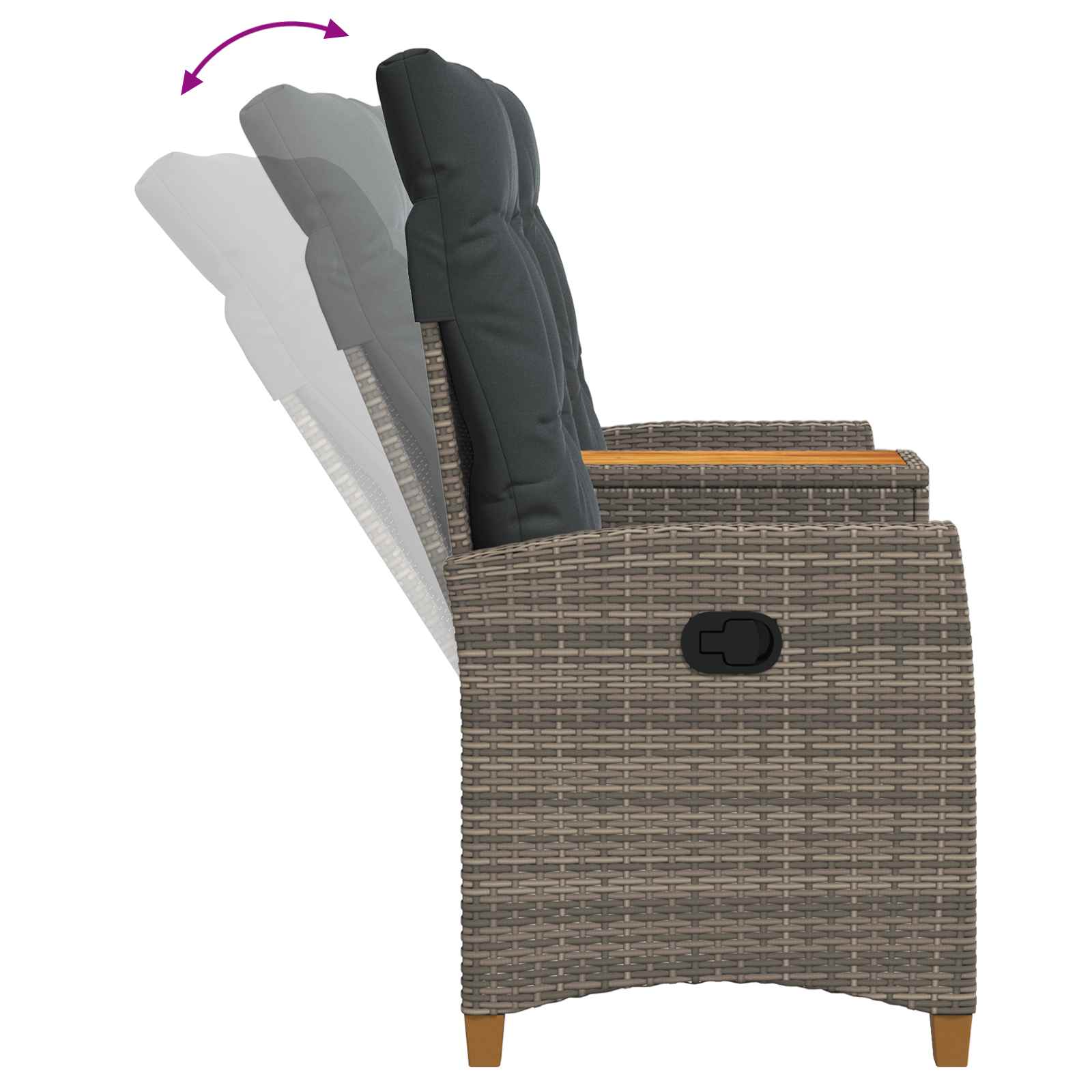 Rekreativna klupa s stolom Siva i tamno siva 126 x 65 x 112 cm