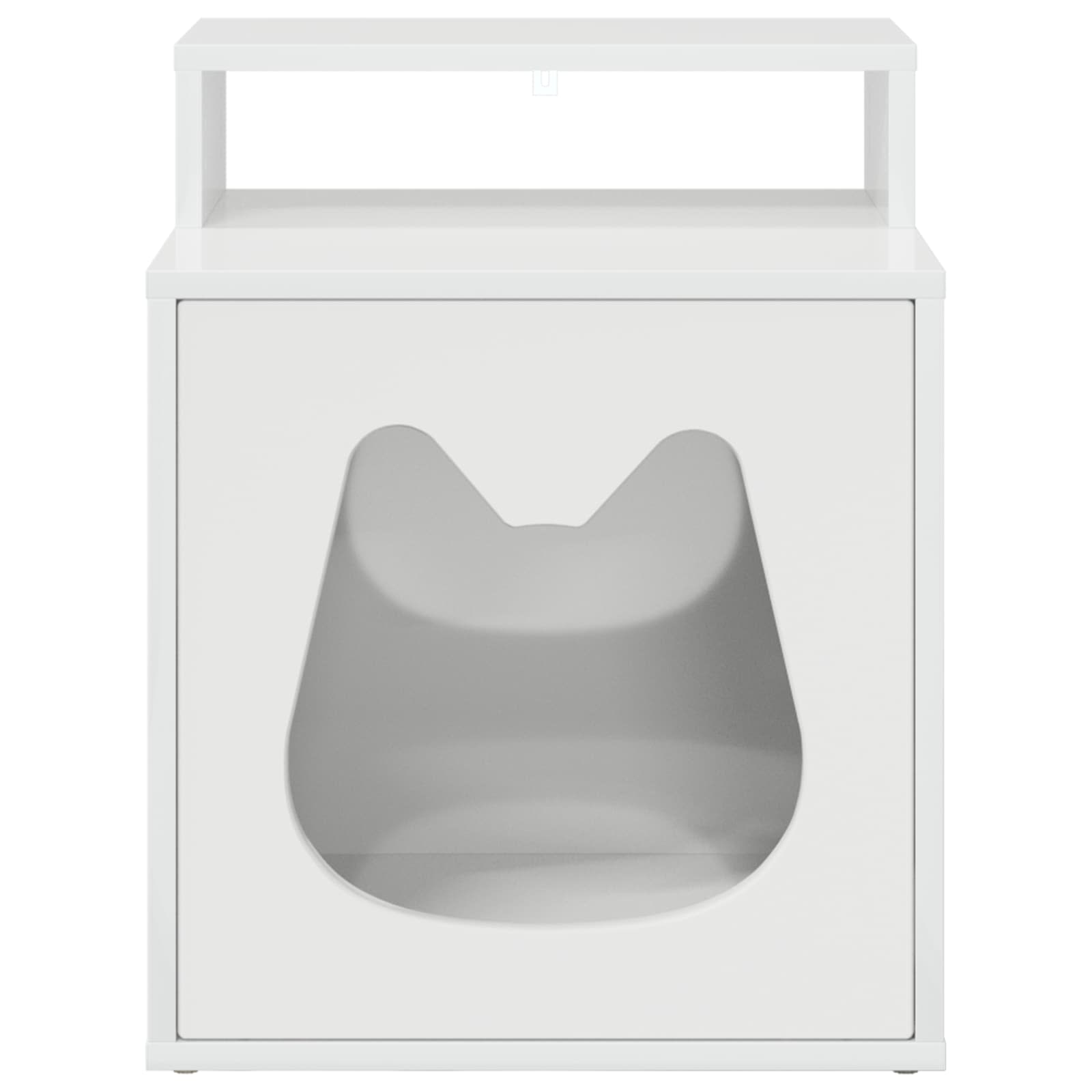 Mačja Kuća Sjajno bijelo 42,5 x 40 x 53,5 cm Konstruirano drvo