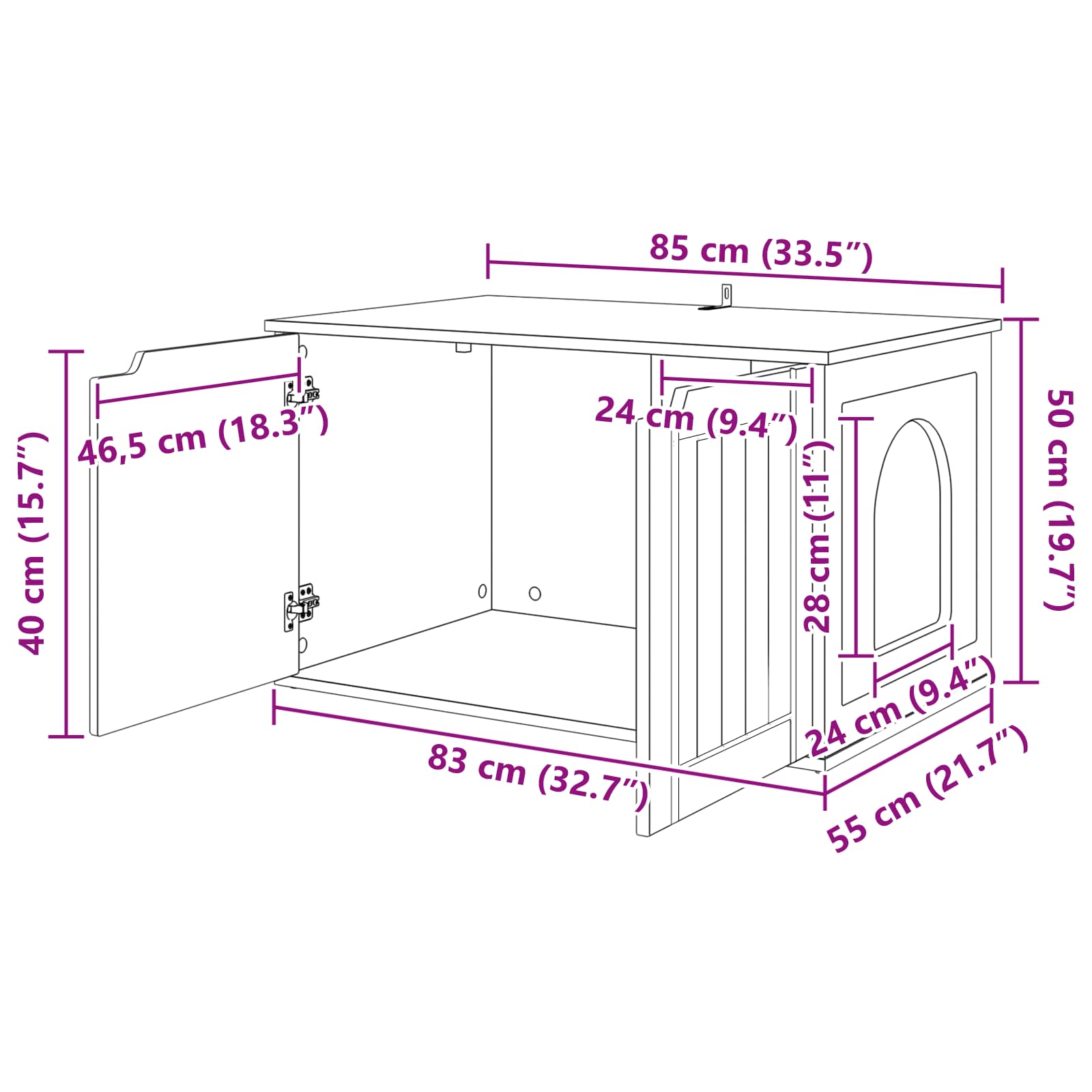 Mačja Kuća Crna 85 x 55 x 50,5 cm Konstruirano drvo