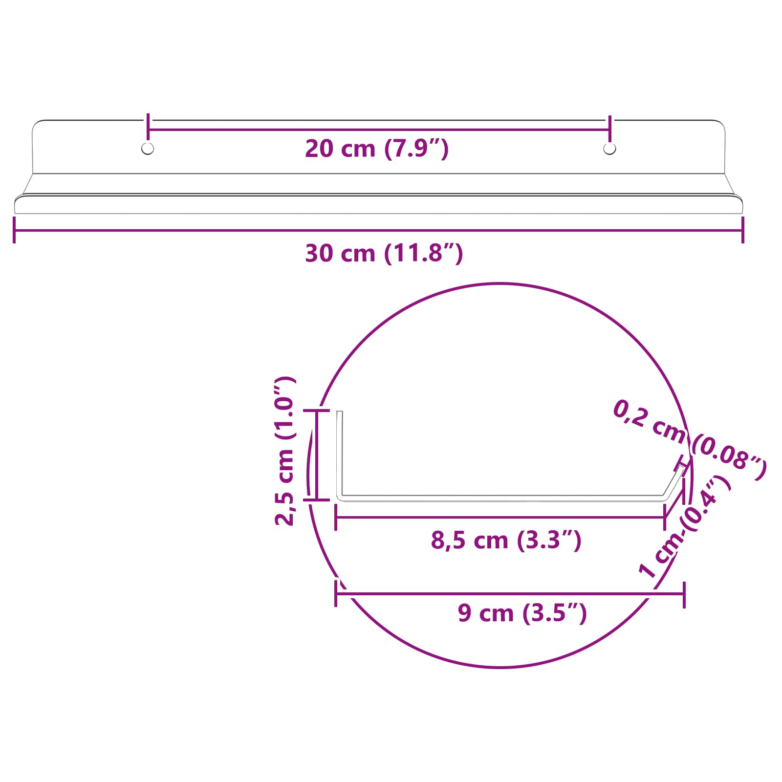 Lebdeća polica Zidne 4 pcs Antracit 30 x 9 x 2,5 cm Čelik