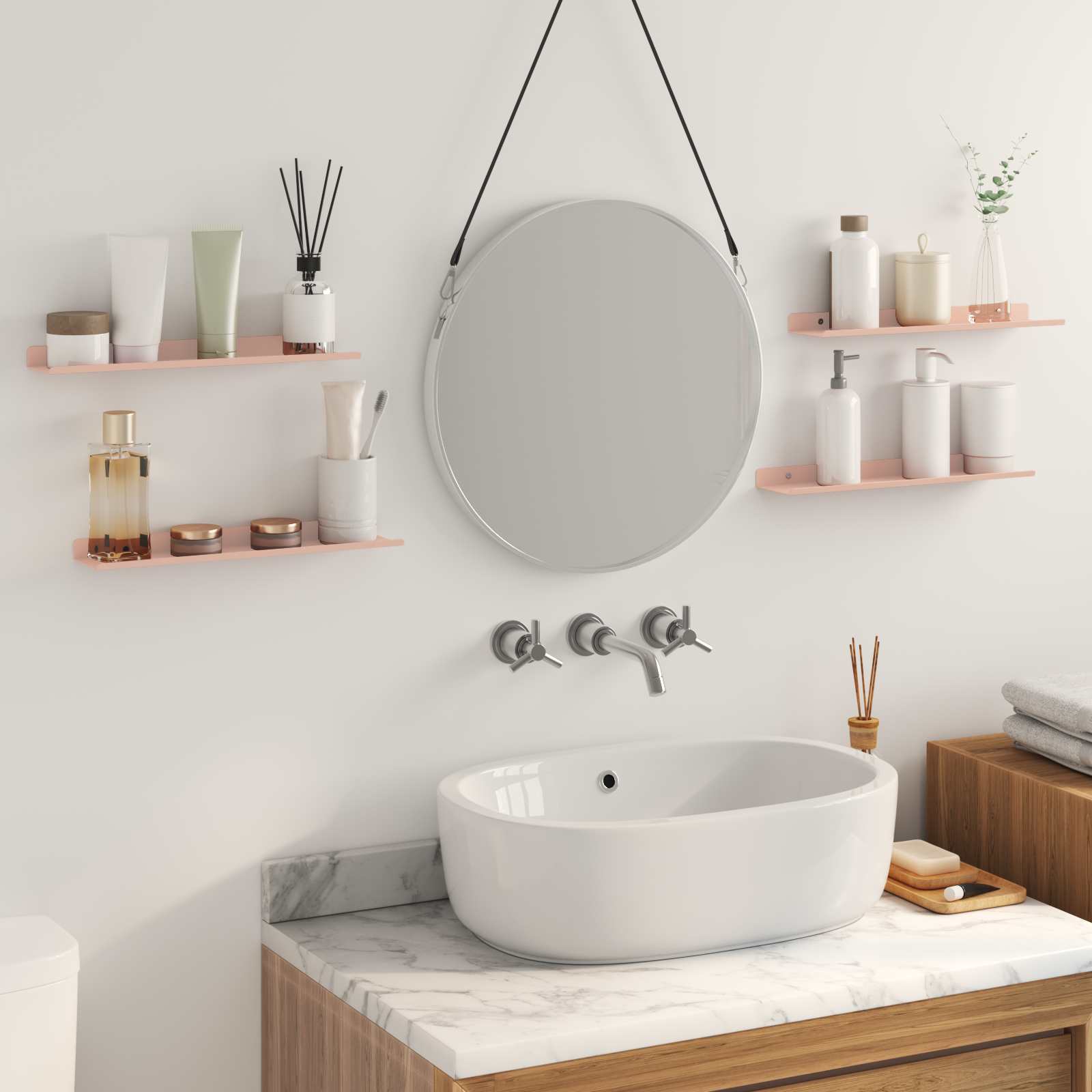 Lebdeća polica Zidne 4 pcs Ružičasta 40 x 8,5 x 2,5 cm Čelik