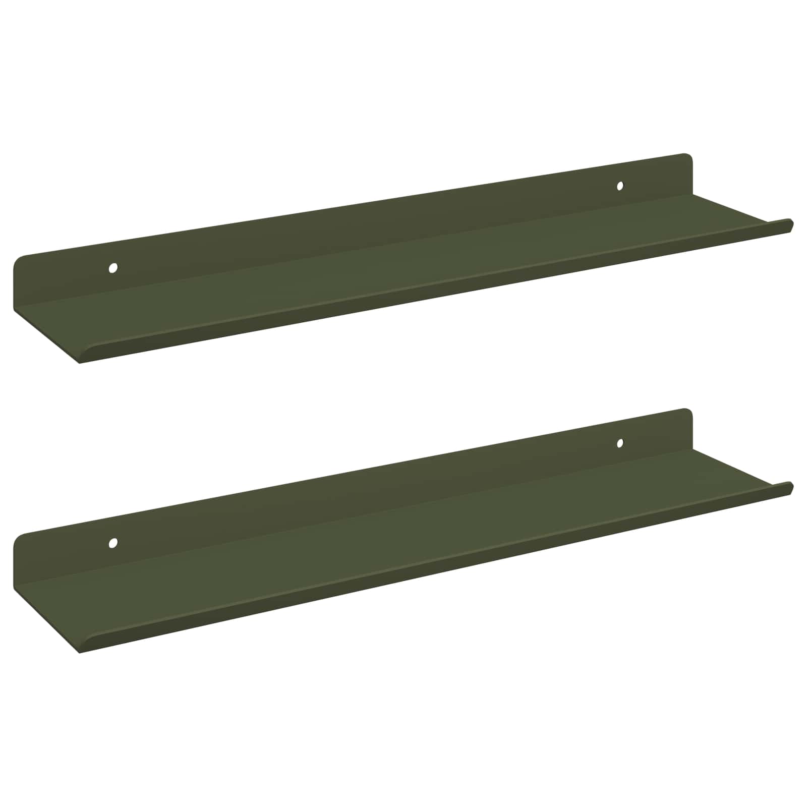 Lebdeća polica 2 pcs Maslinasto zelena 40 x 8,5 x 2,5 cm Čelik