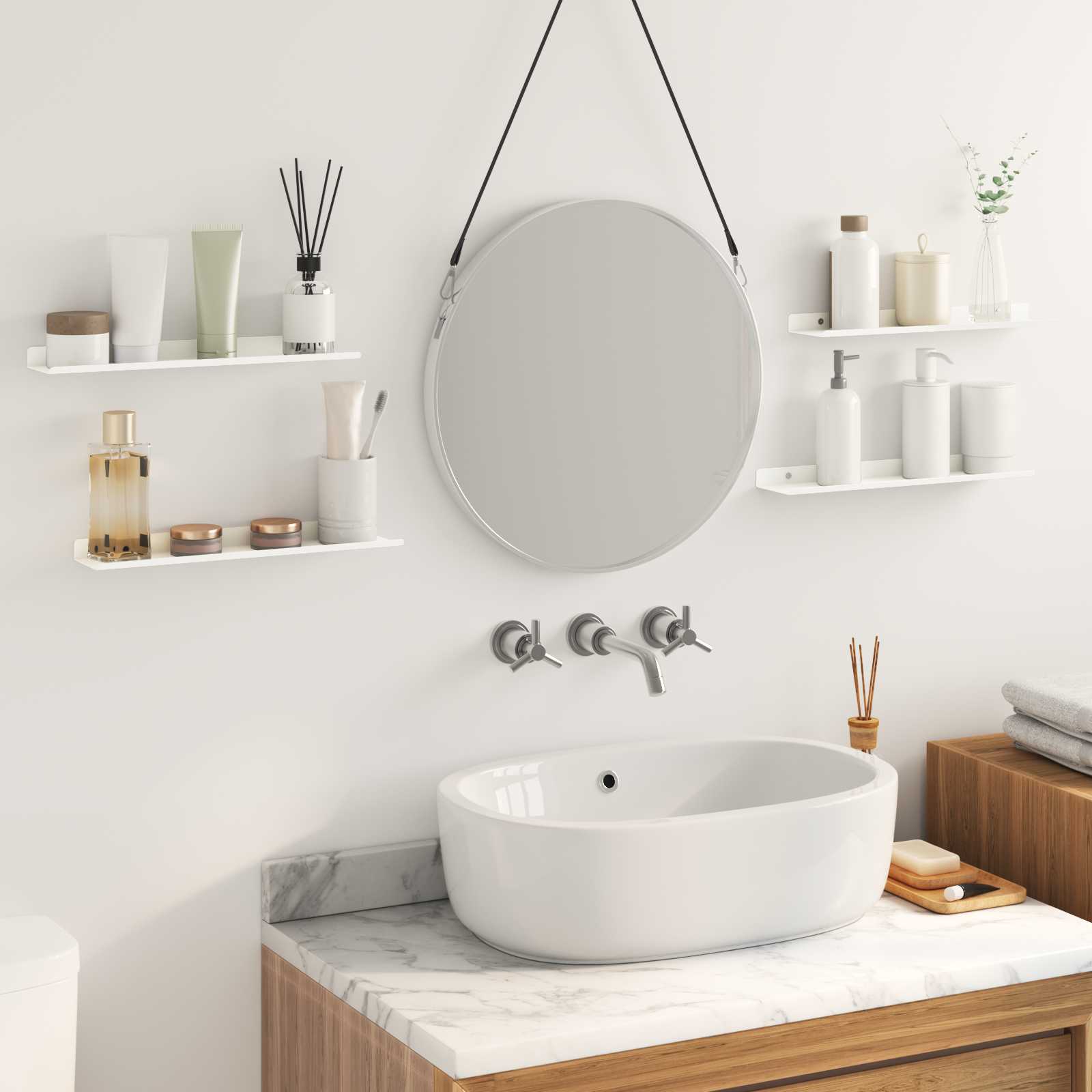 Lebdeća polica Zidne 4 pcs Bijeli 40 x 8,5 x 2,5 cm Čelik