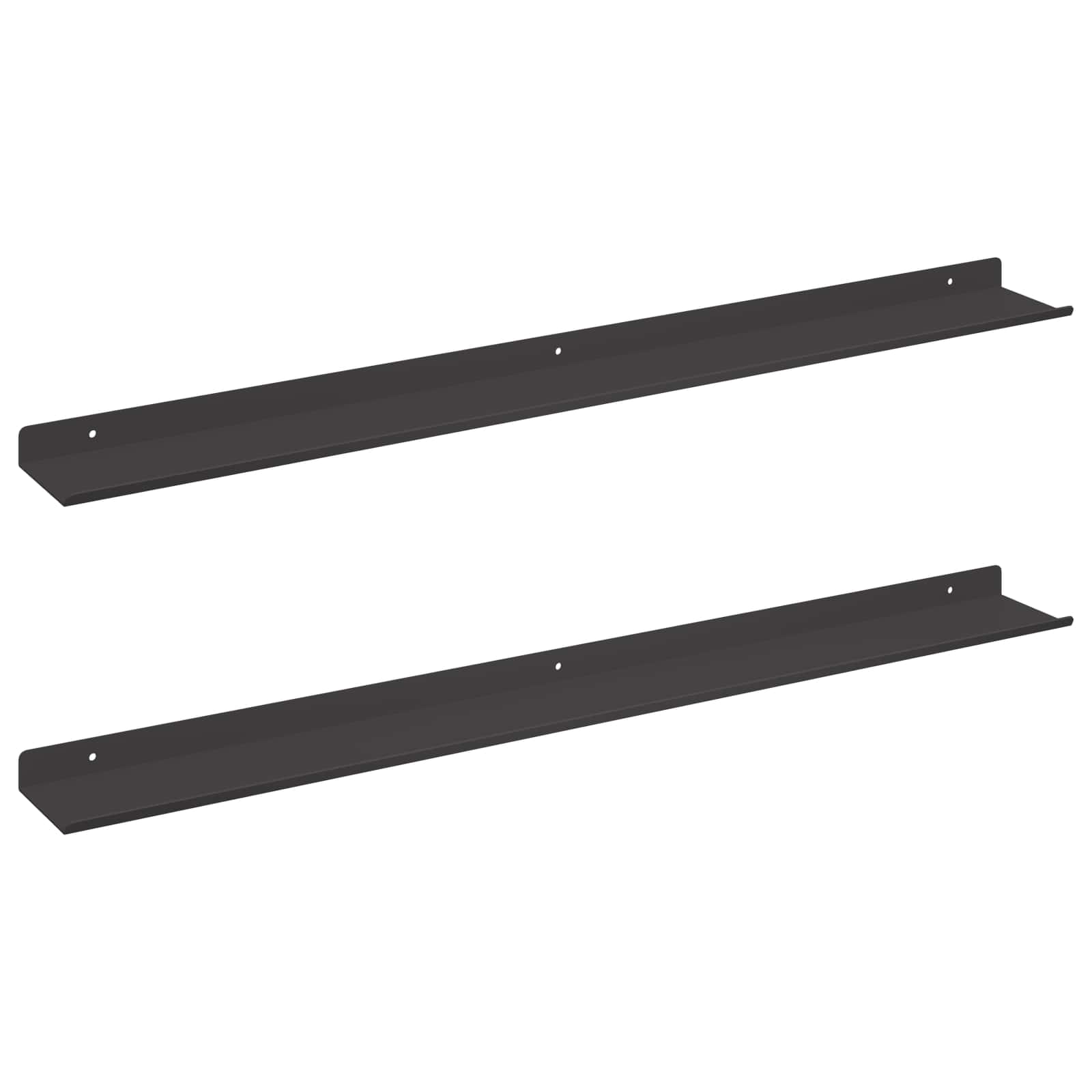 Lebdeća polica Zidne 2 pcs Crna 80 x 9 x 2,5 cm Čelik