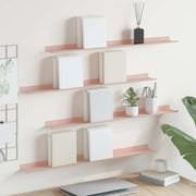 Lebdeća polica Zidne 4 pcs Ružičasta 80 x 9 x 2,5 cm Čelik