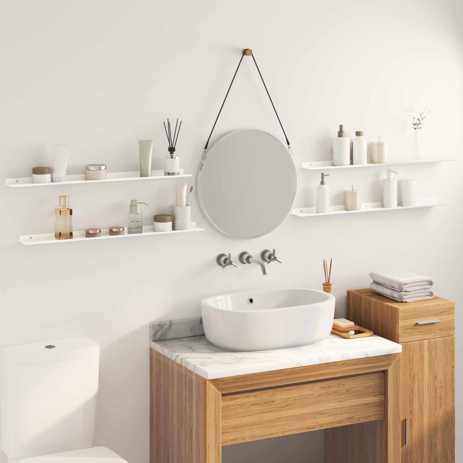 Lebdeća polica Zidne 4 pcs Bijeli 80 x 9 x 2,5 cm Čelik