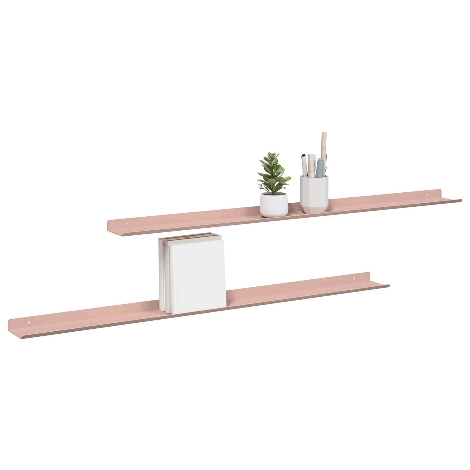 Lebdeća polica Zidne 2 pcs Ružičasta 100 x 9 x 2,5 cm Čelik