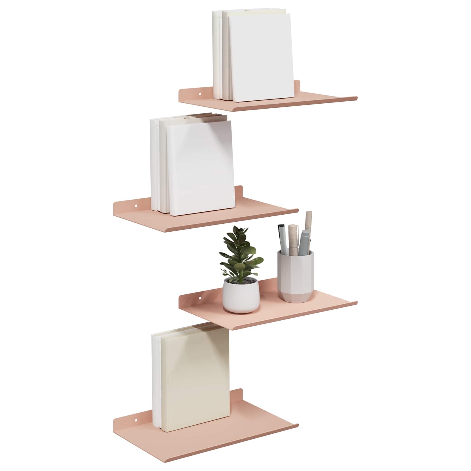 Lebdeća polica Zidne 4 pcs Ružičasta 30 x 18 x 2,5 cm Čelik