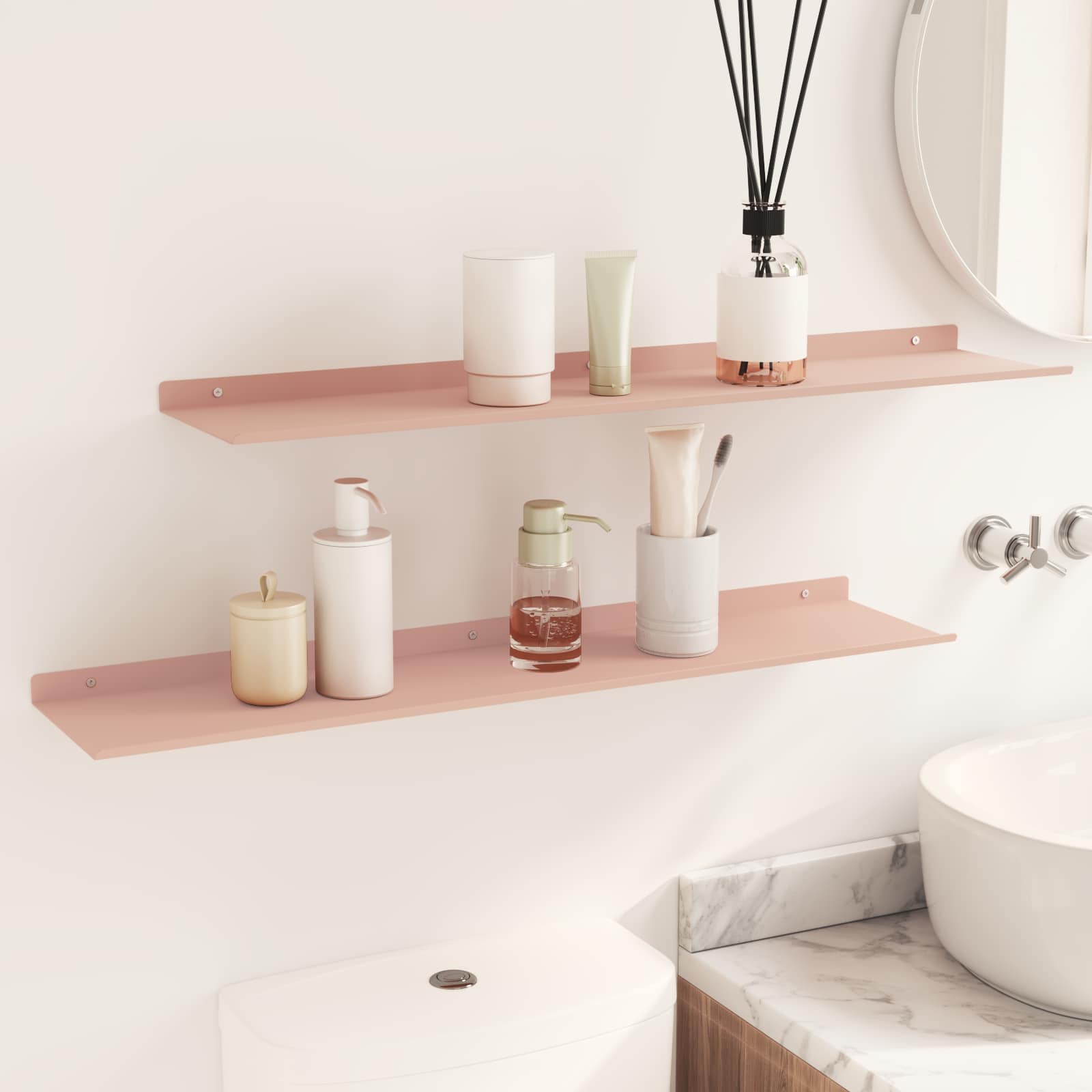 Lebdeća polica Zidne 2 pcs Ružičasta 80 x 18 x 2,5 cm Čelik