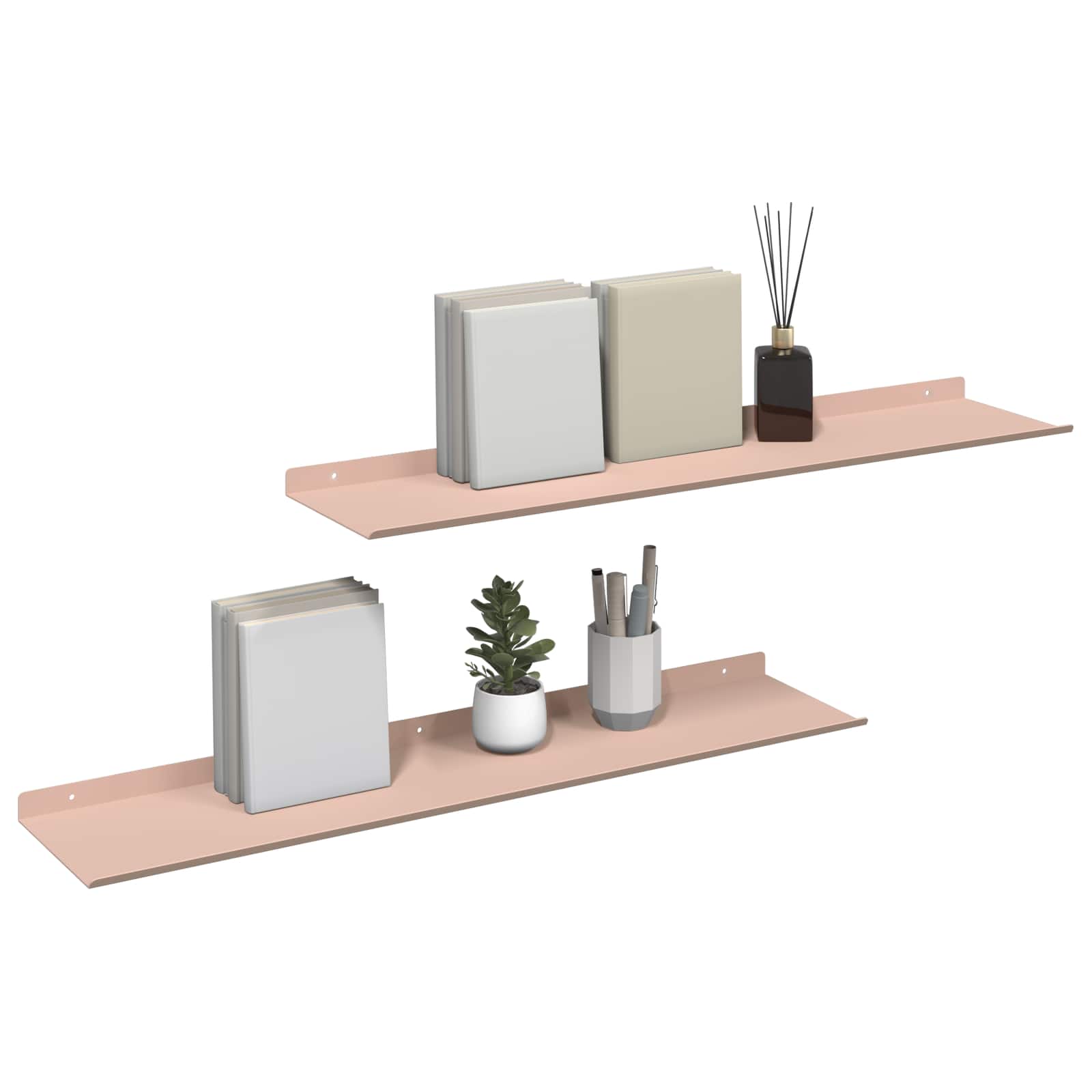 Lebdeća polica Zidne 2 pcs Ružičasta 80 x 18 x 2,5 cm Čelik