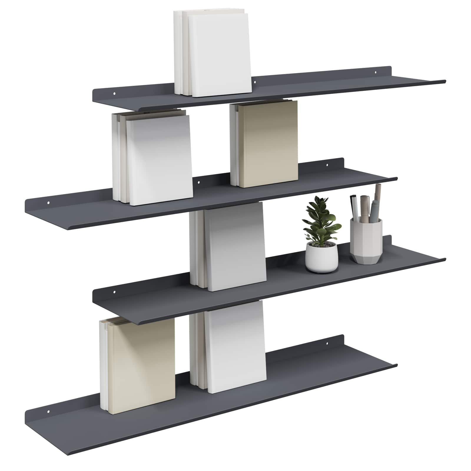 Lebdeća polica Zidne 4 pcs Antracit 80 x 18 x 2,5 cm Čelik