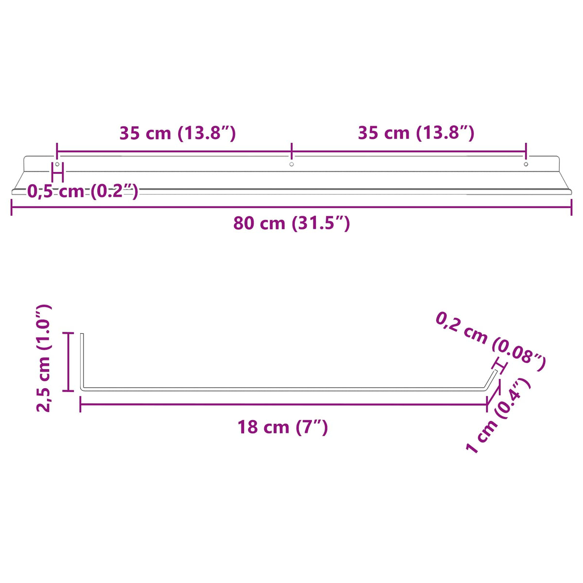 Lebdeća polica 2 pcs Maslinasto zelena 80 x 18 x 2,5 cm Čelik