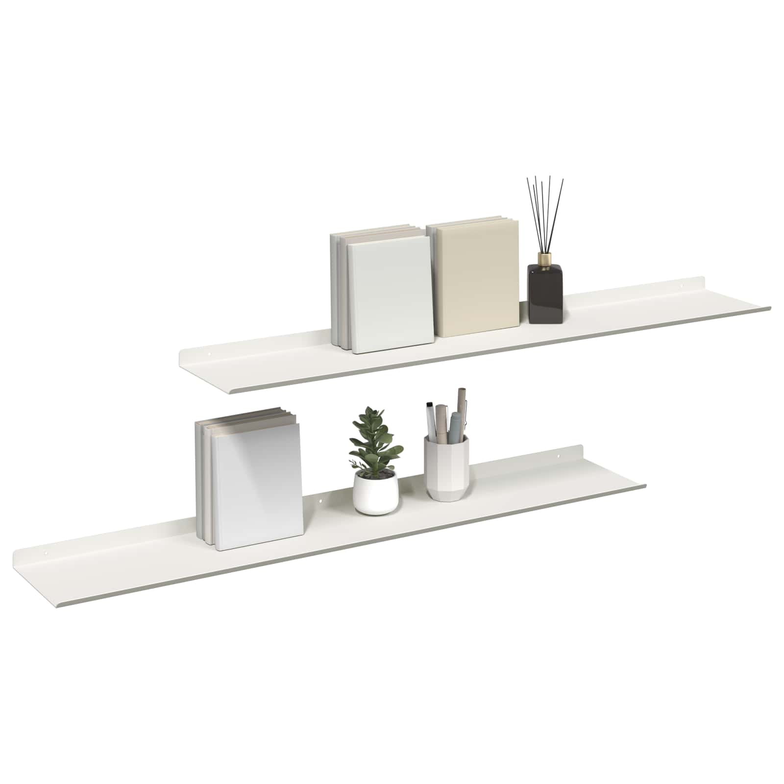 Lebdeća polica Zidne 2 pcs Bijeli 100 x 18 x 2,5 cm Čelik