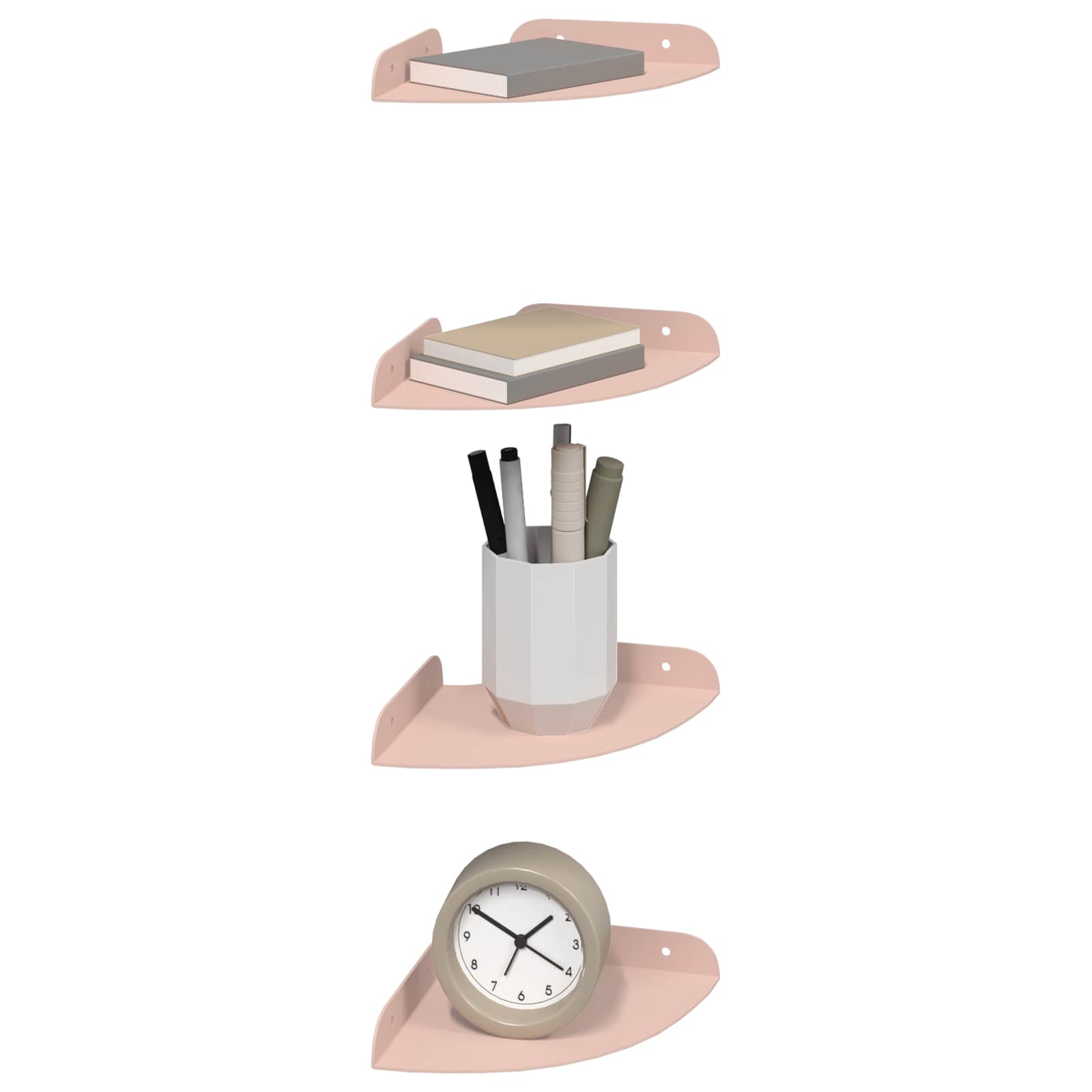 Lebdeća polica s policom 4 pcs Ružičasta 15 x 15 x 2 cm
