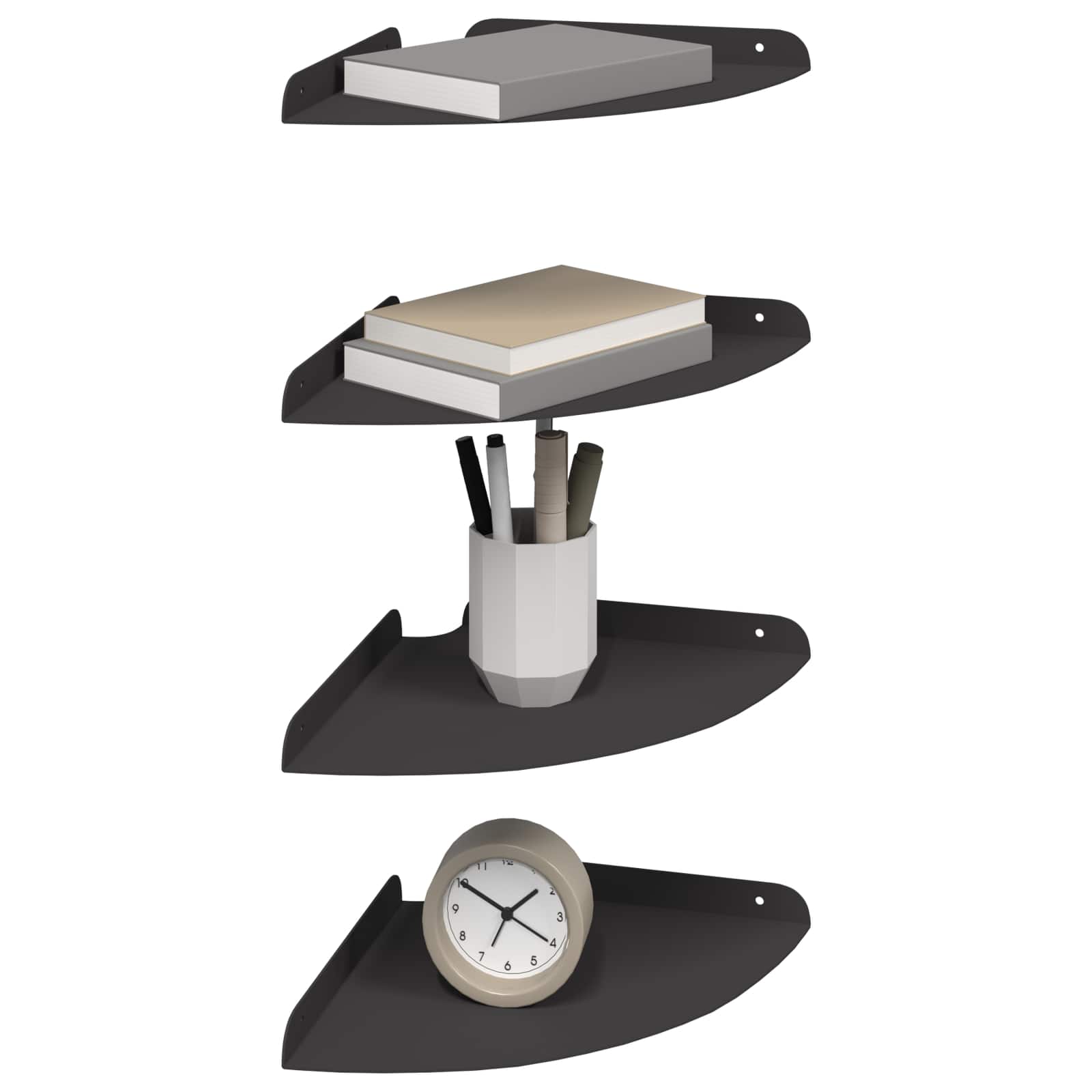 Lebdeća polica s policom s pohranom 4 pcs Crna 24 x 24 x 2 cm
