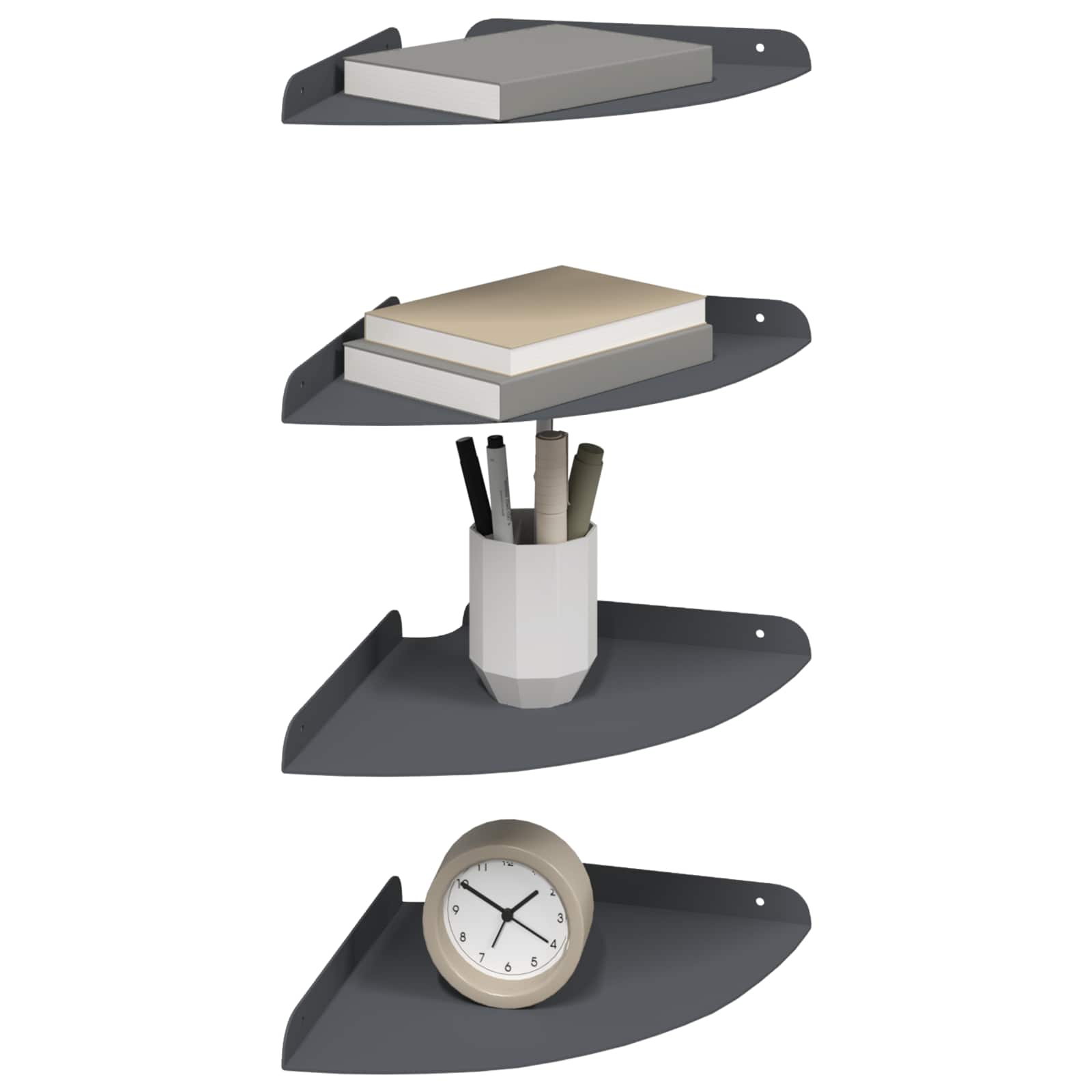 Lebdeća polica s policom 4 pcs Antracit 24 x 24 x 2,3 cm