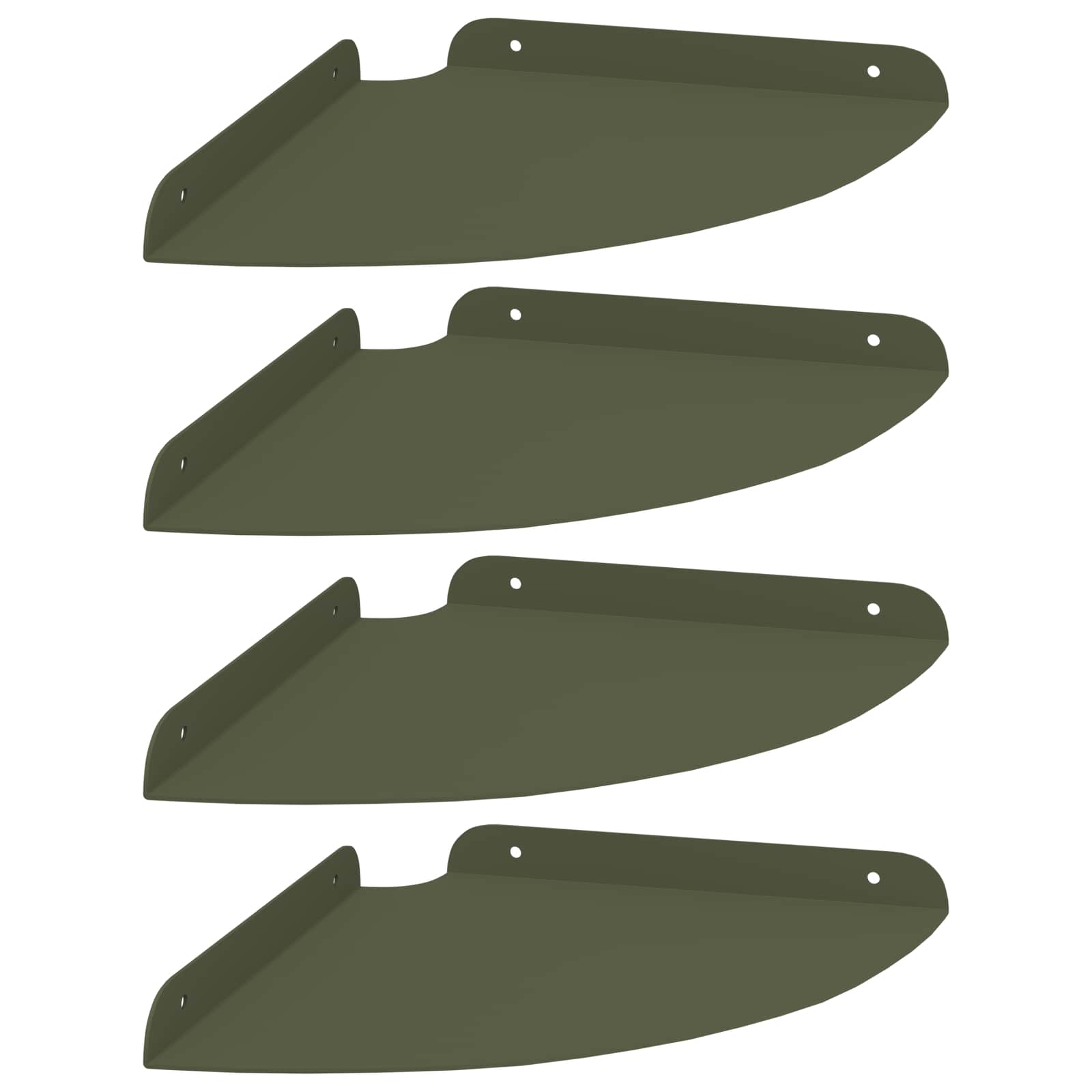 Lebdeća polica s policom 4 pcs Maslinasto zelena 24 x 24 x 2 cm