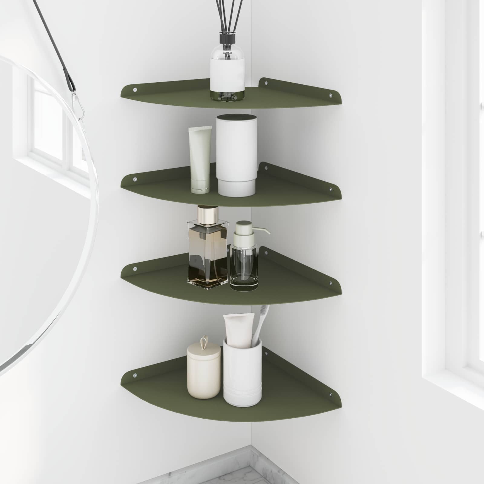 Lebdeća polica s policom 4 pcs Maslinovo zelena 30 x 30 x 2 cm
