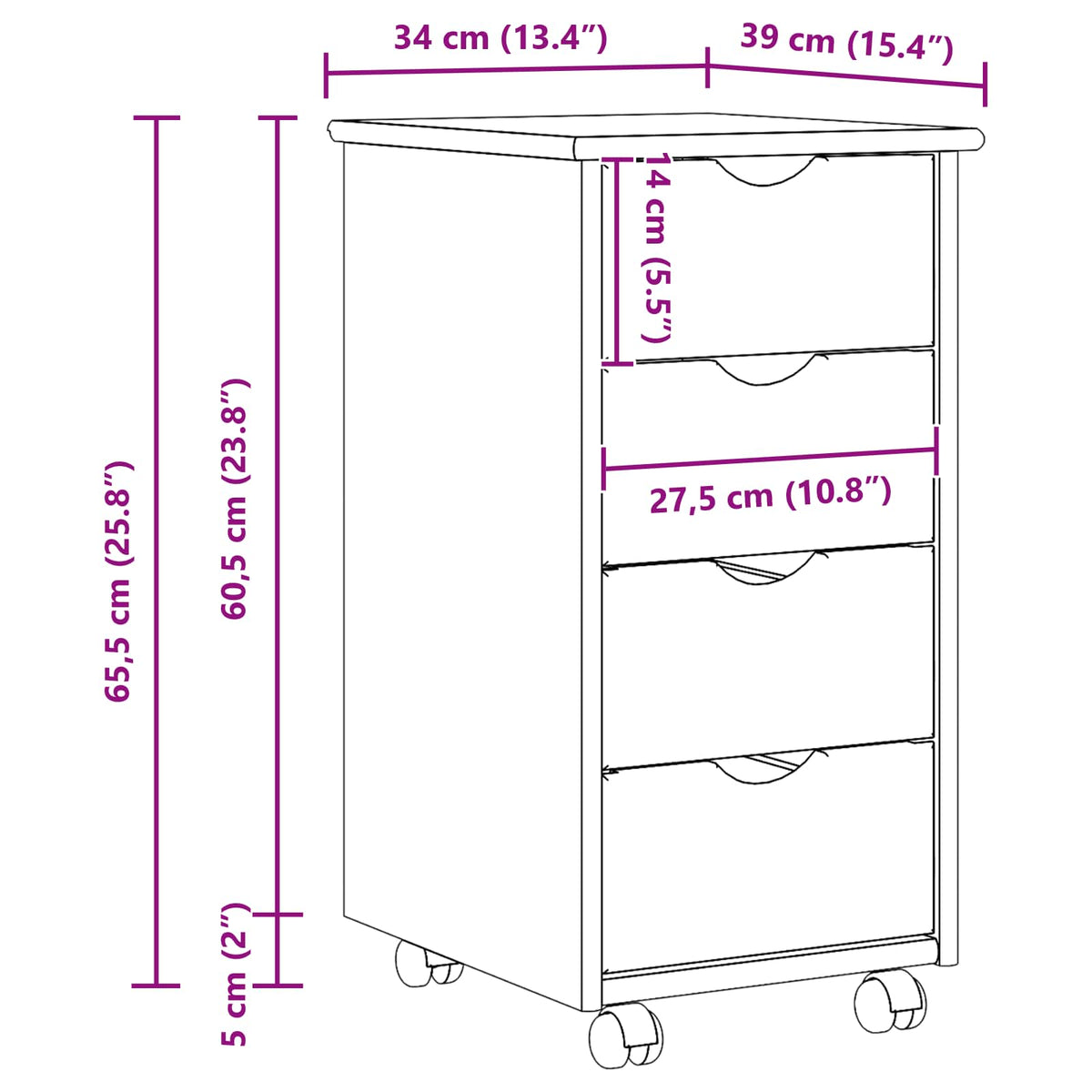Mobilni ormar Medeno smeđa 34 x 39 x 65,5 cm Čvrsto borovo drvo