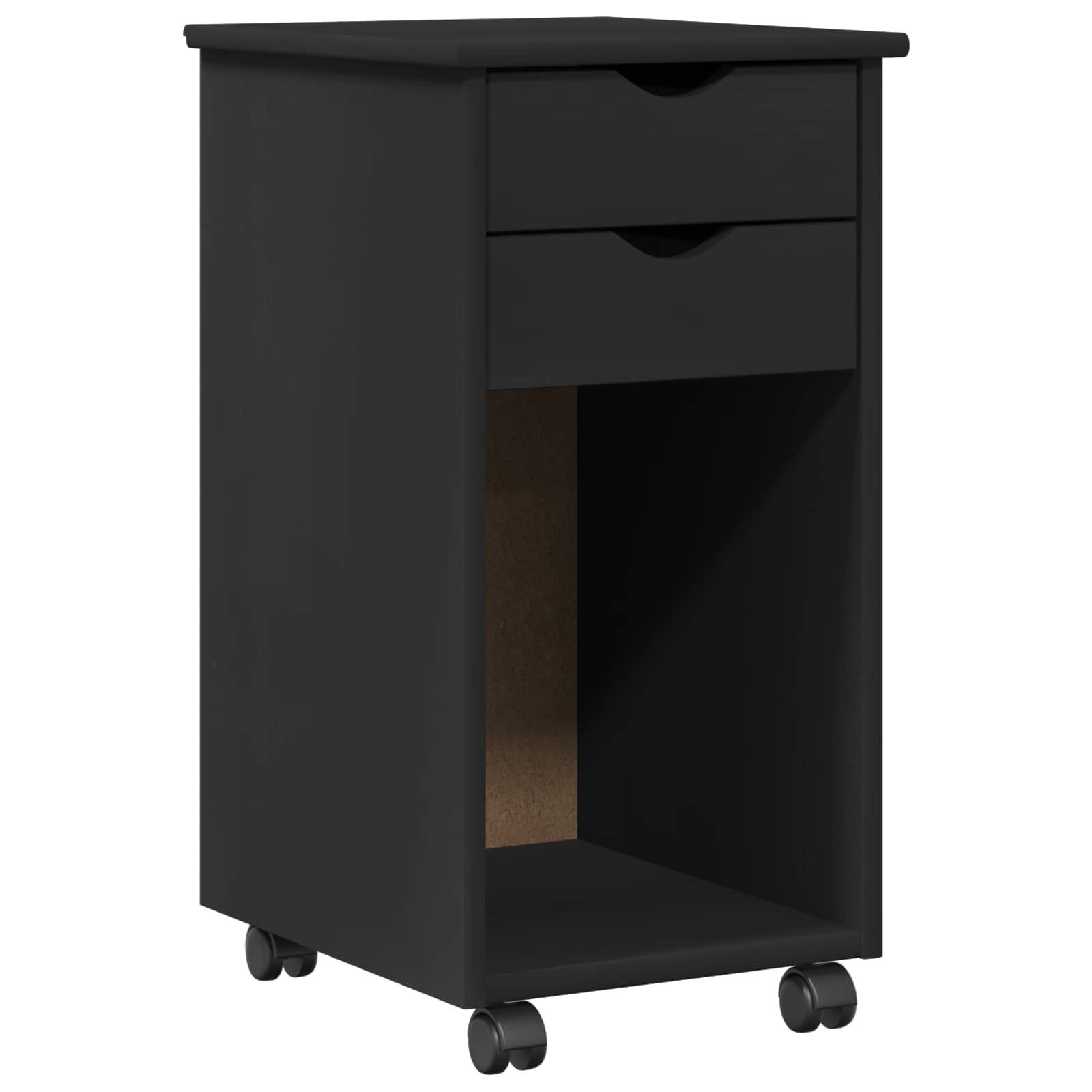 Mobilni ormar s kotačem Crna 34 x 39 x 65,5 cm Masivna borovina