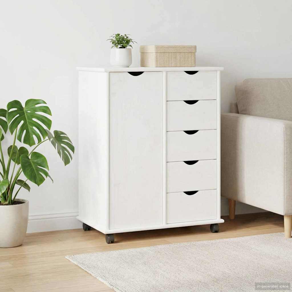 Mobilni ormar Bijelo 63,5 x 39 x 79 cm Čvrsto borovo drvo