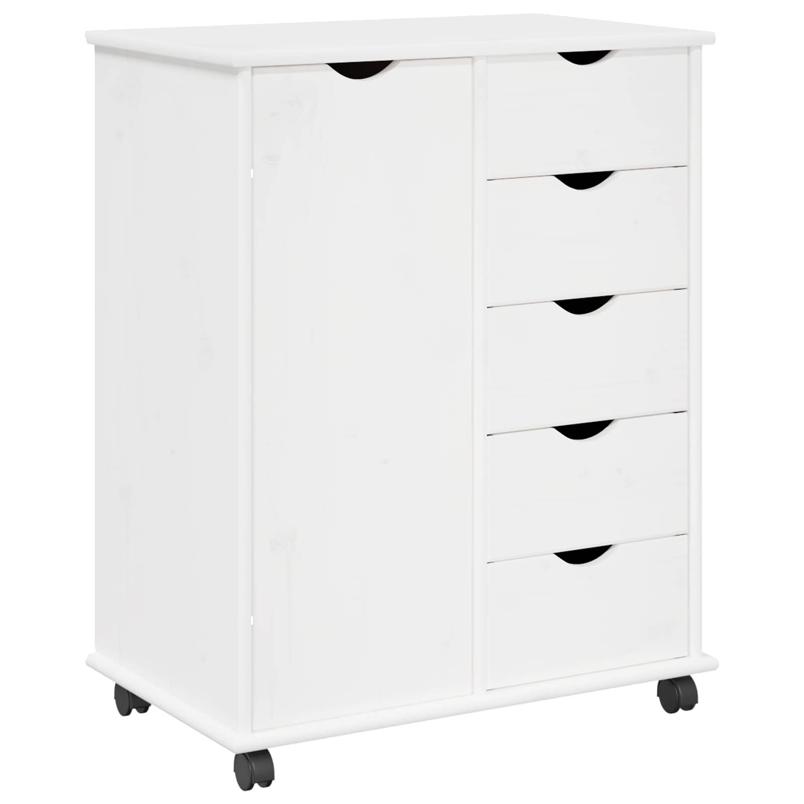 Mobilni ormar Bijelo 63,5 x 39 x 79 cm Čvrsto borovo drvo