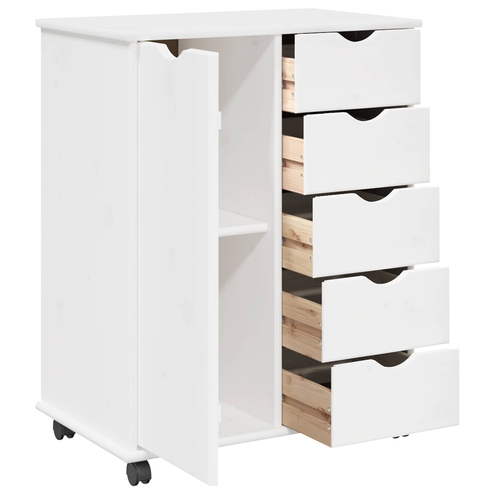 Mobilni ormar Bijelo 63,5 x 39 x 79 cm Čvrsto borovo drvo