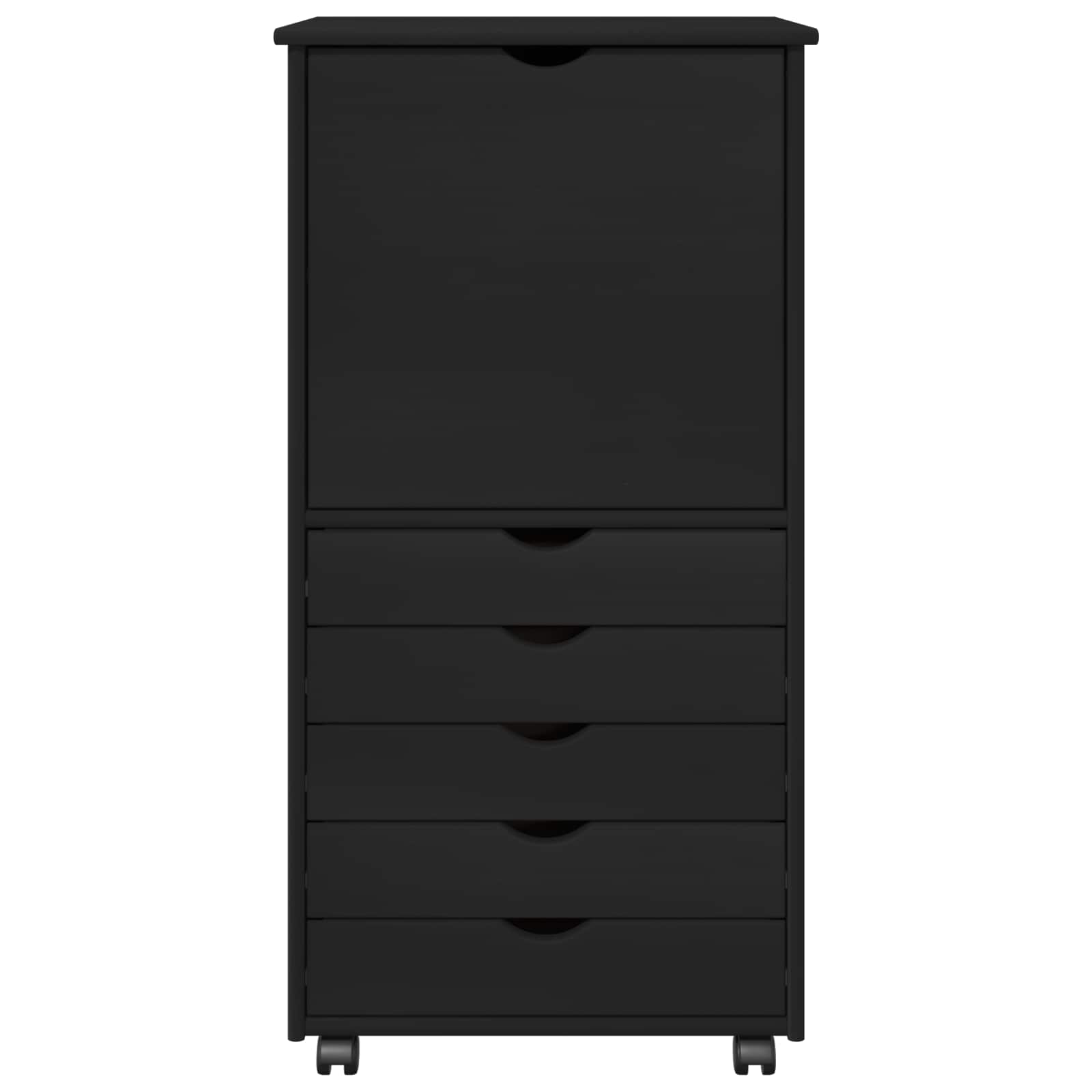 Mobilni ormar Crna 53 x 39 x 103 cm Čvrsto borovo drvo