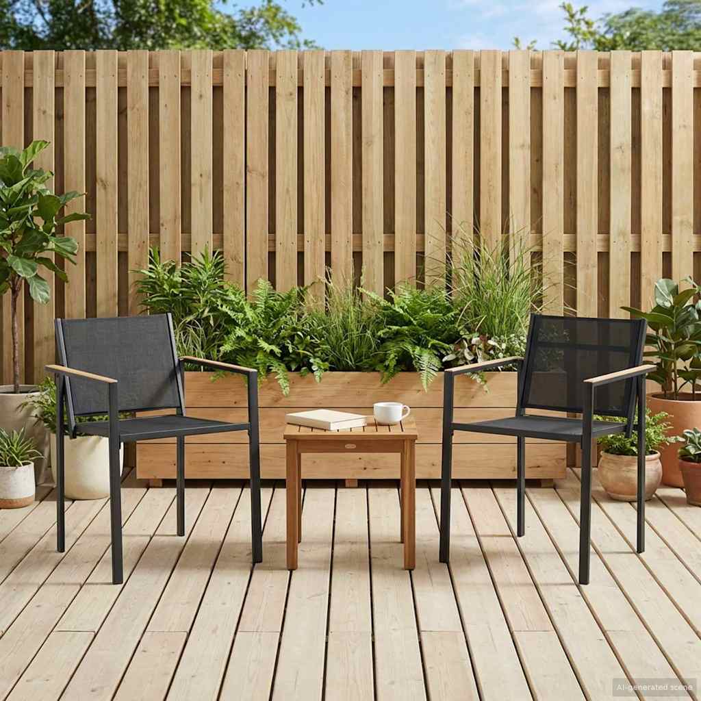 Vrtne stolice 2 pcs Crna i antracit 53,5 x 59 x 77 cm