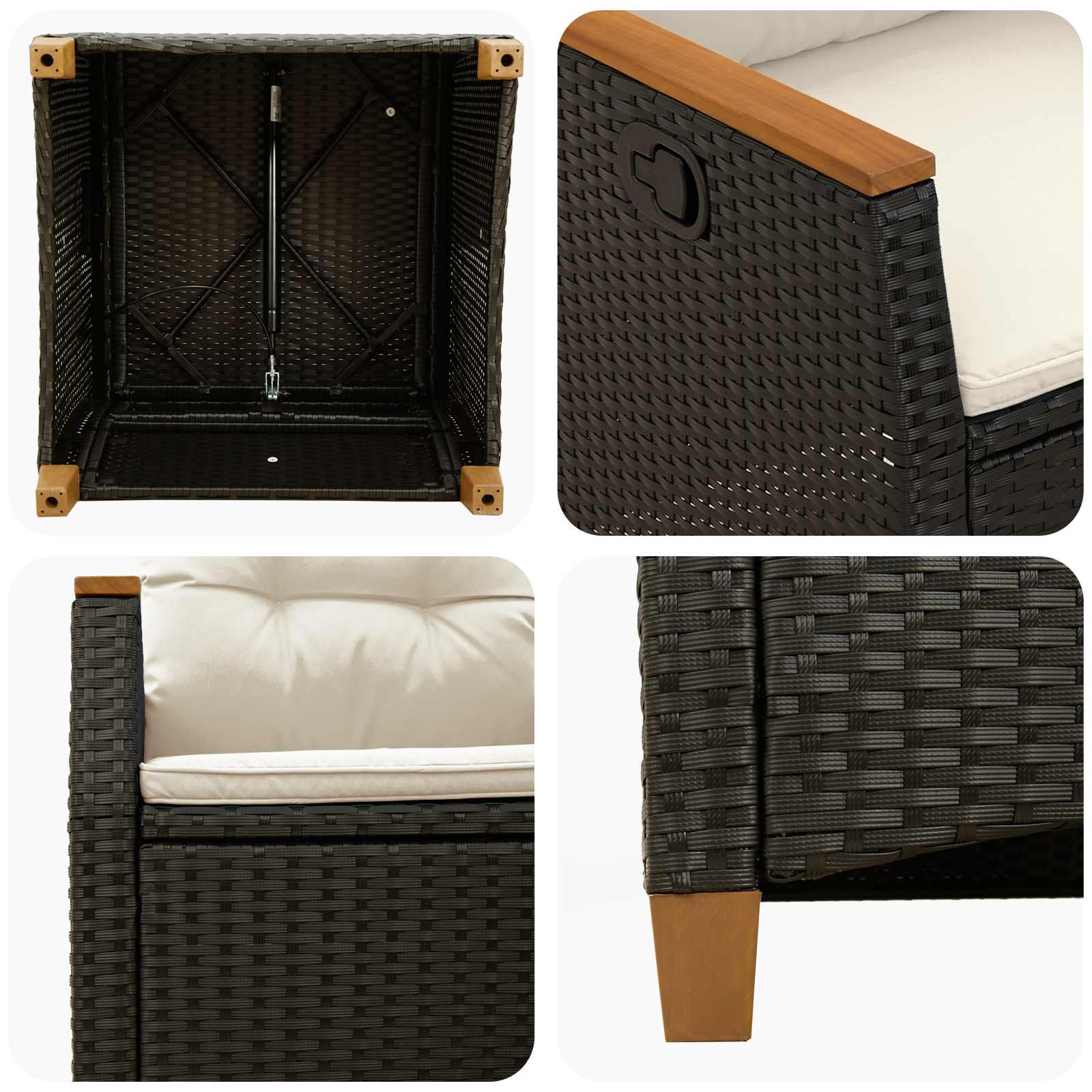 Ležaljka u vrtu Crna i Krema 64 x 57,5 x 112 cm poliratan